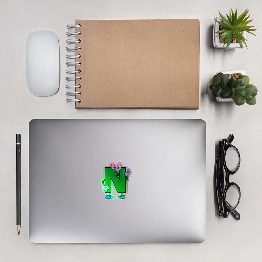 N Letter Cartoon Character Holographic Sticker product image (11)