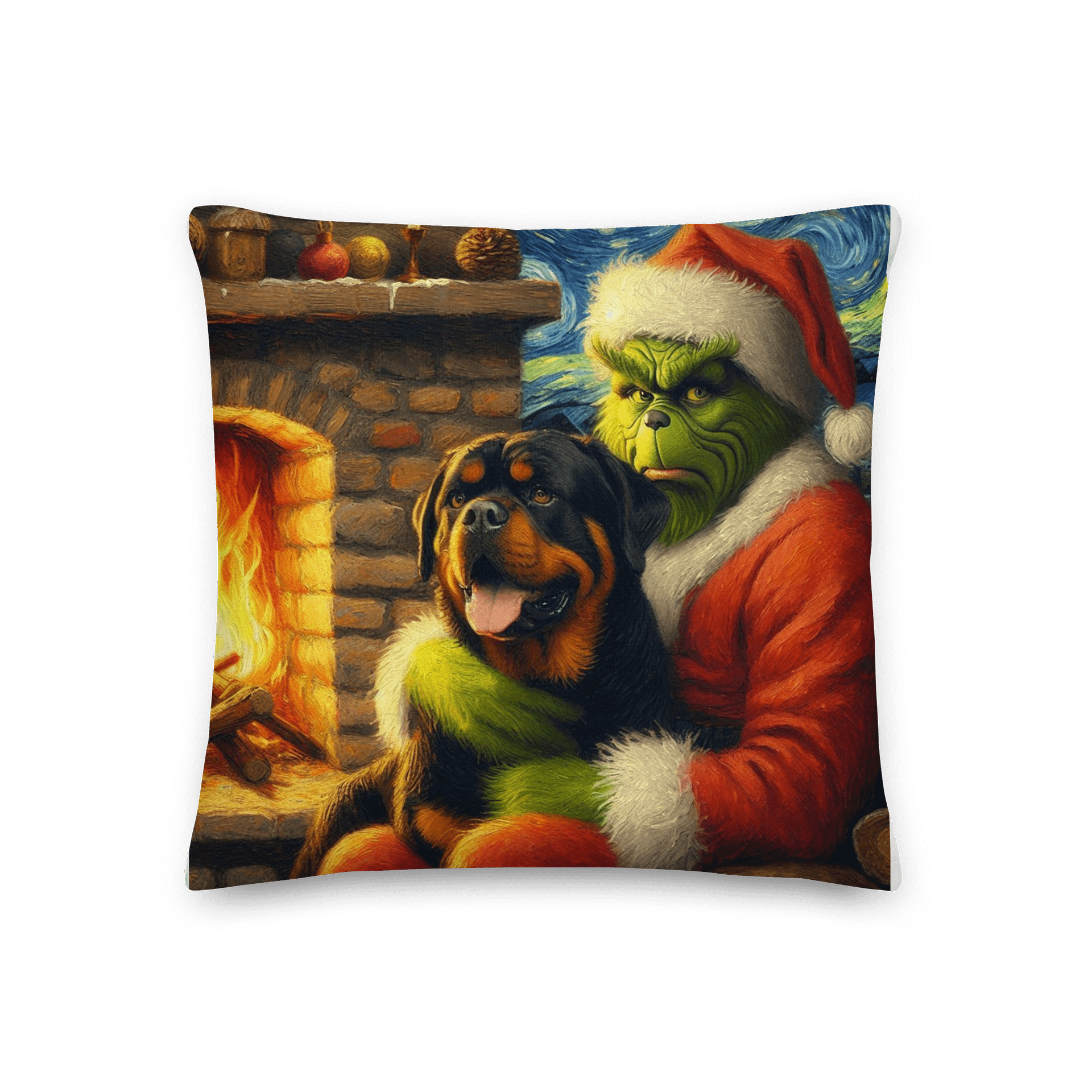 Rottweiler & Festive Grinch Santa Pillow product image (3)