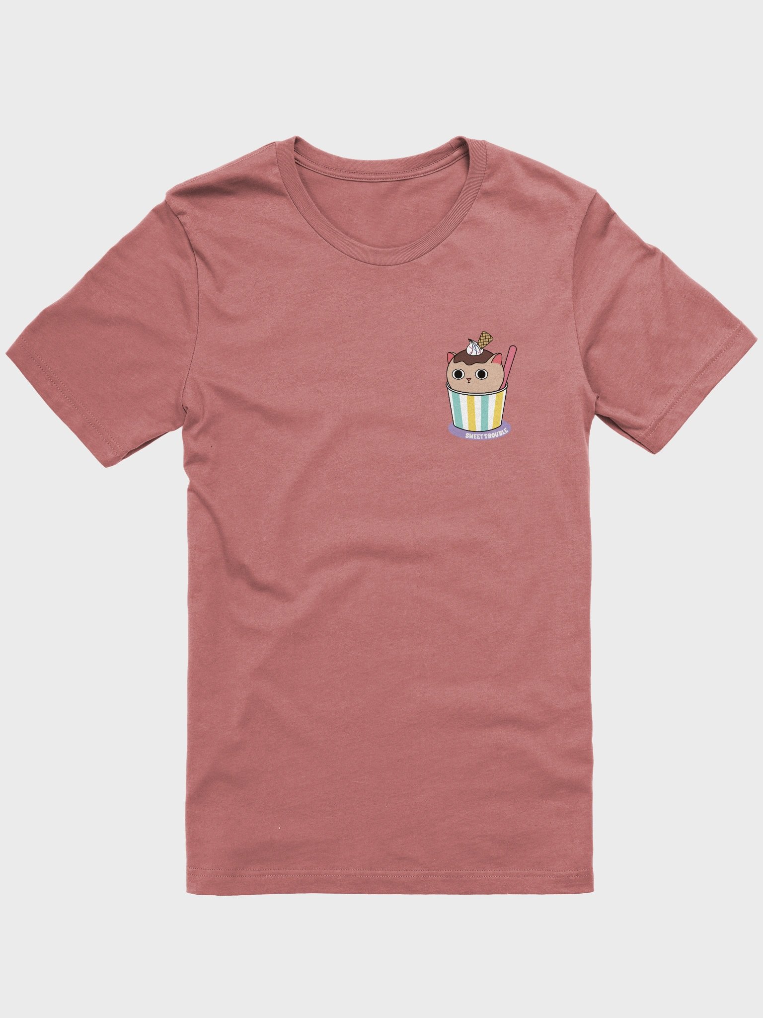 Sweet Trouble ( Ice Cream Cat - Left Chest and Back Prints) - Unisex Adult Super Soft Lightweight T-shirt product image (2)