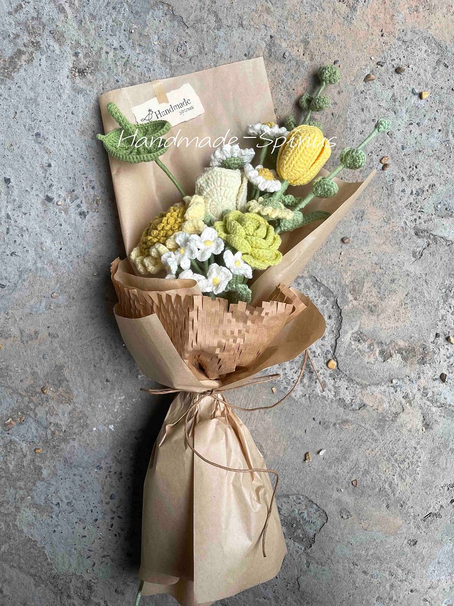 Warm Yellow Sunflower Crochet Knit Bouquet product image (4)