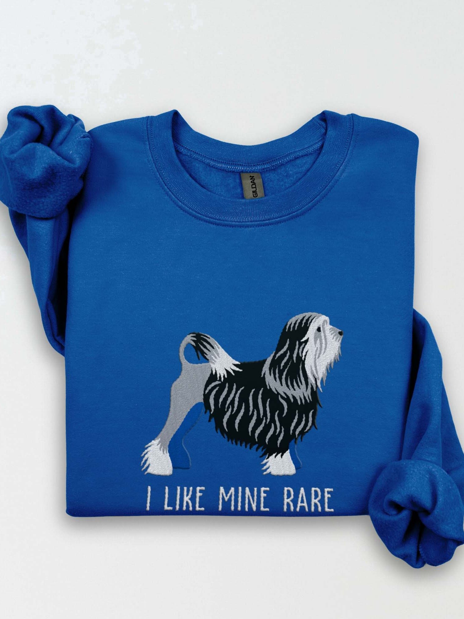 I Like Mine Rare Sweatshirt (Embroidered) of a Löwchen(Black & White) product image (1)