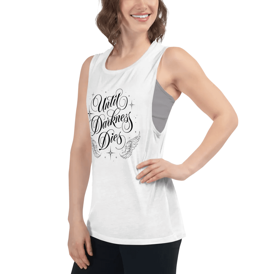 Until Darkness Dies (wings design) Bella+Canvas Women's Flowy Muscle Tank product image (52)