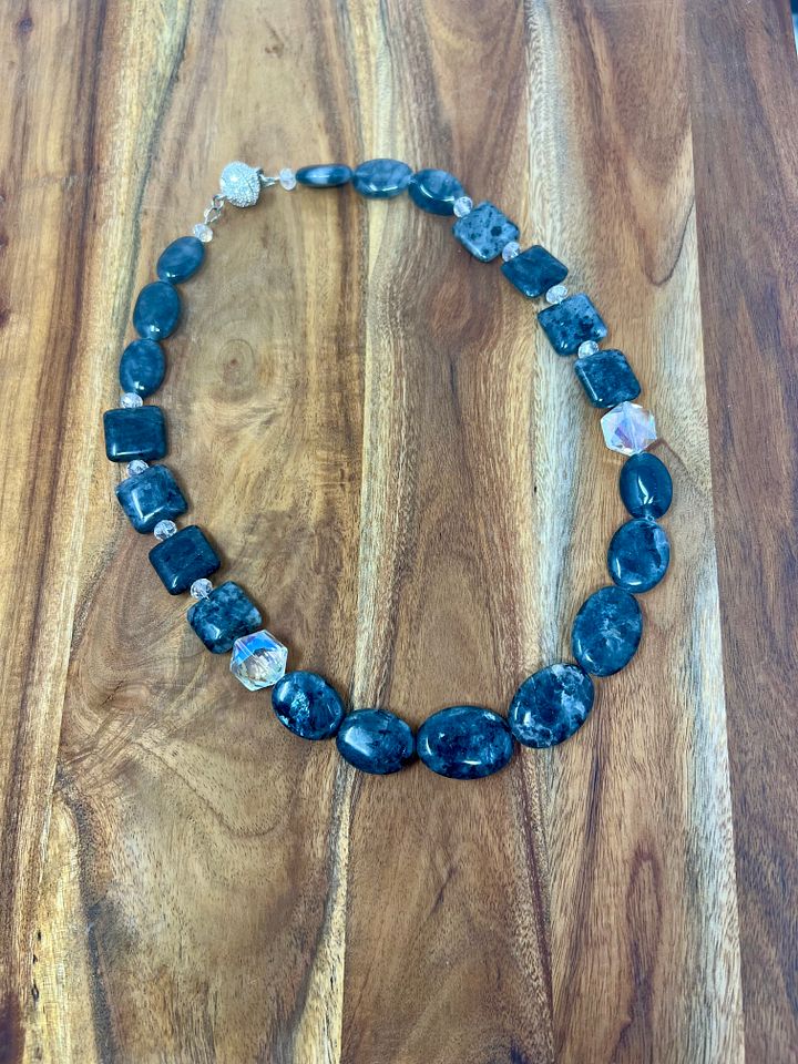 Handmade Necklace (Gray Stones, Crystals) product image (2)