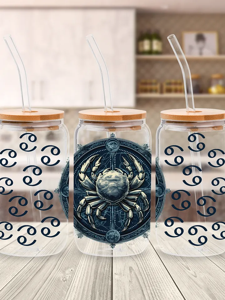 Cancer Zodiac Glass Can Sipper product image (1)