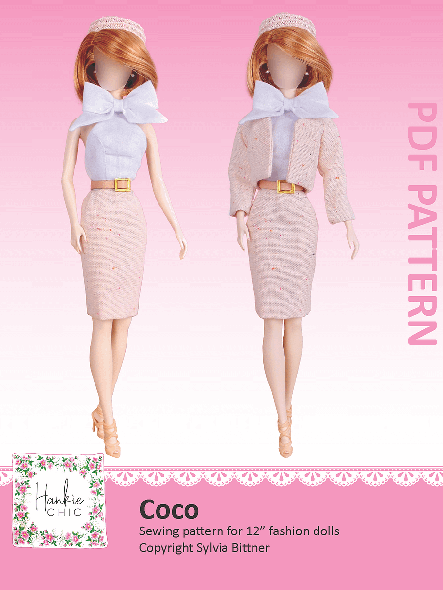 Coco sewing pattern for 12" fashion dolls product image (1)