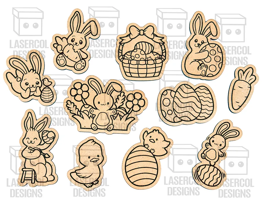 Easter Bunny Paint Kit DIY Cut Outs Set 1 - Laser Cut Files product image (2)