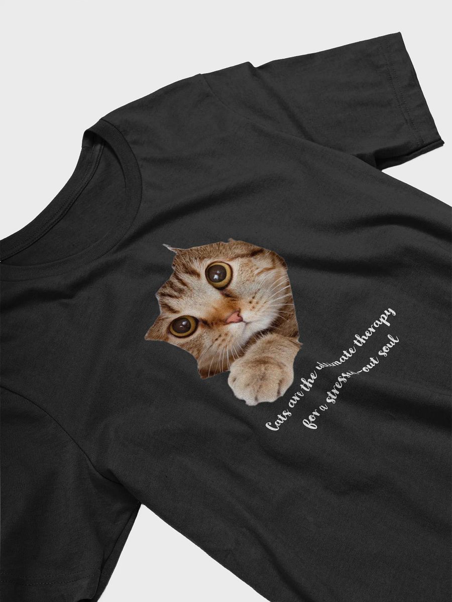 Pawsitively Adorable: Cat Print Tee Design, Black T-shirt product image (3)