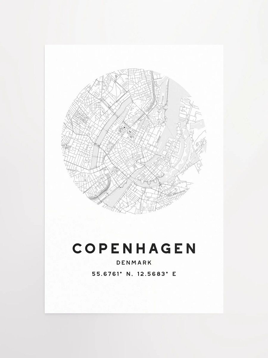 Copenhagen Street Map Poster – White Minimalist Circular City Art product image (4)