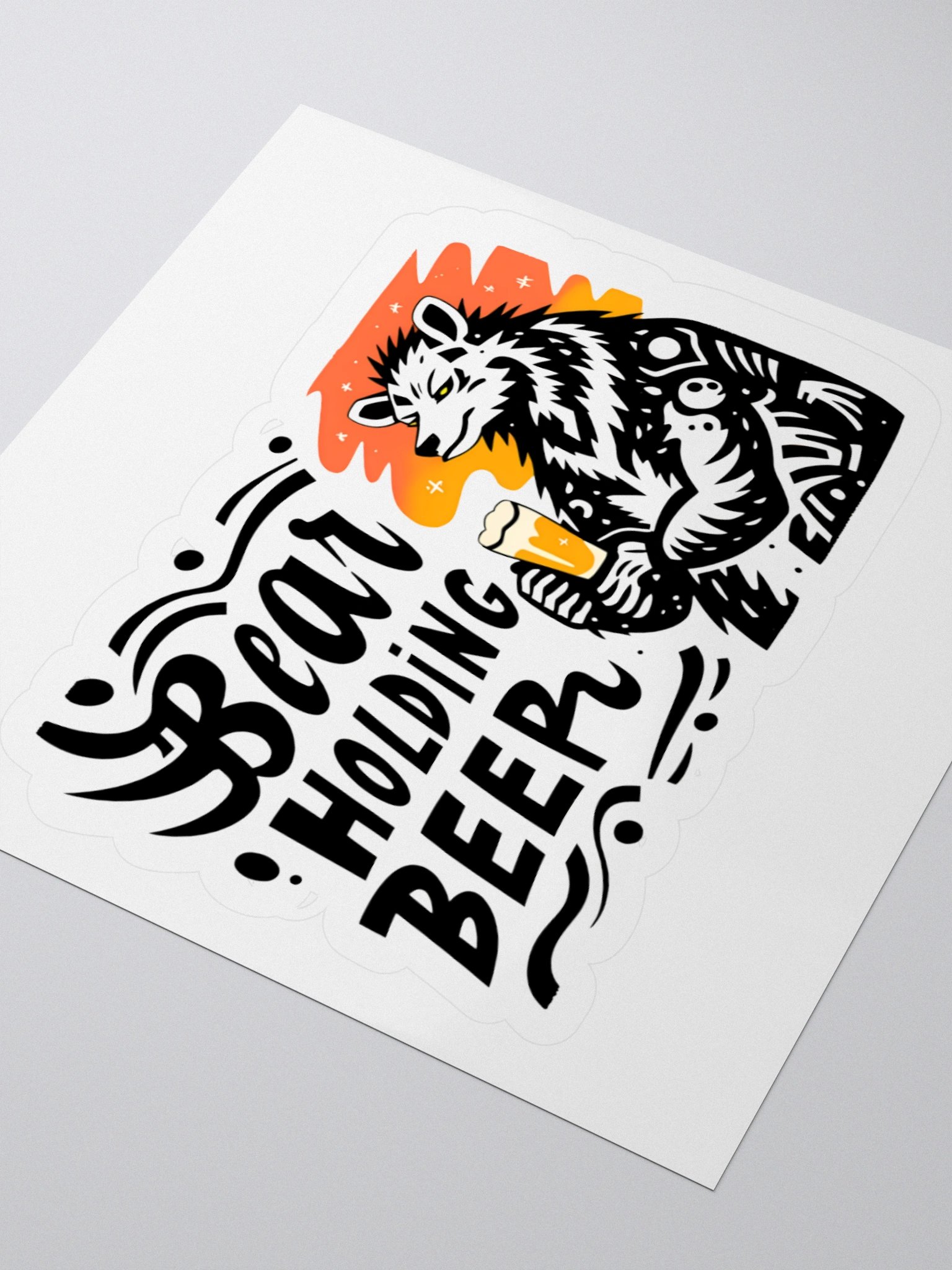 Stylized Bear with Beer Glass | Creative Typography Print Sticker product image (7)