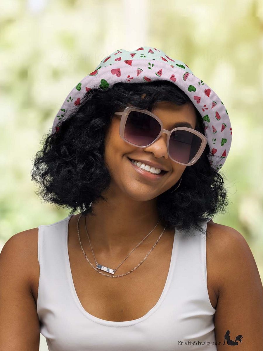 Watermelon Splash Reversible Bucket Hat Pink and Mint product image (3)