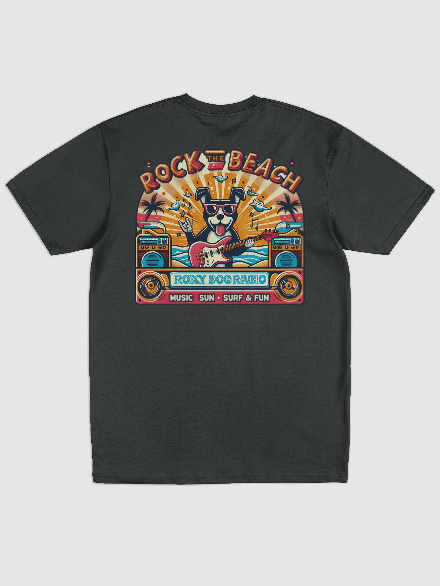 Rock The Beach Roxy Dog Radio Custom T-Shirt Print on Back product image (11)