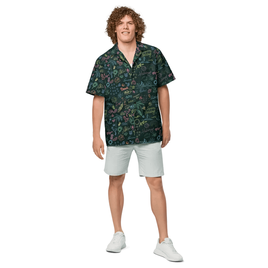 Retro Neon Sunset Palm Trees Hawaiian Shirt product image (4)