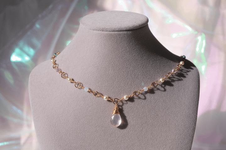 Trans pride 🏳️‍⚧️ - Rose quartz pendant necklace product image (2)