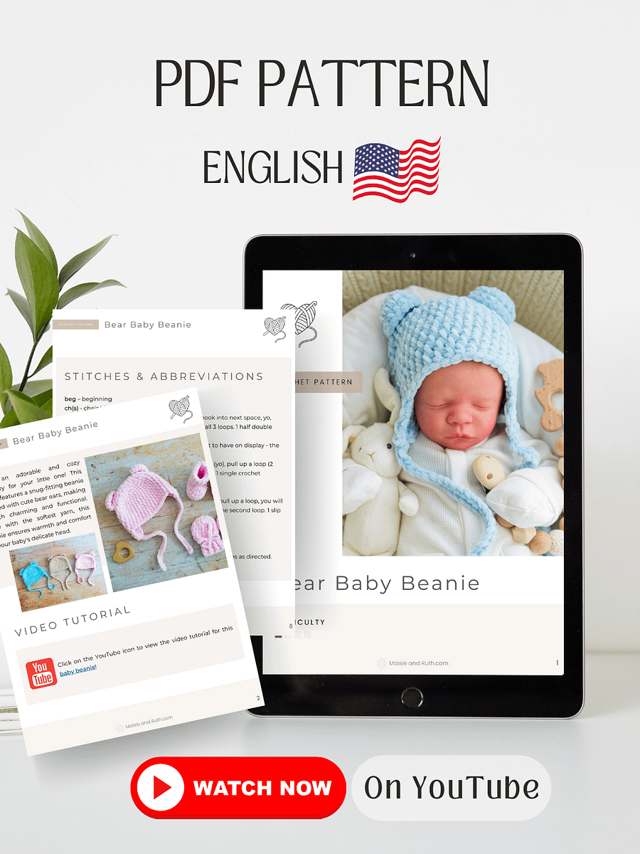 Crochet Pattern: Baby Hat (with Bear Ears) product image (2)