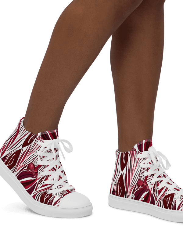 Women's Burgundy & White Abstract Art Painted High Tops product image (1)