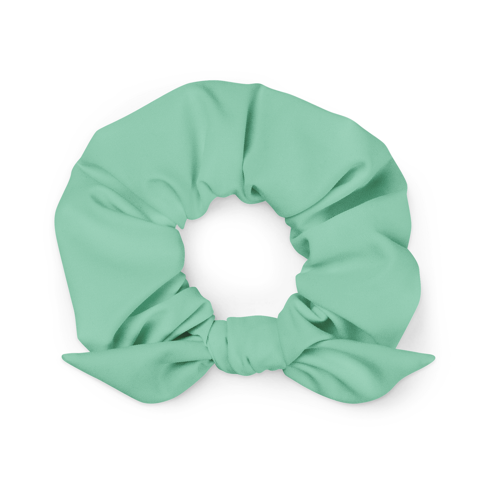 Caribbean Sea Blue Green Solid Color Eco Friendly Scrunchie with a Bow product image (1)