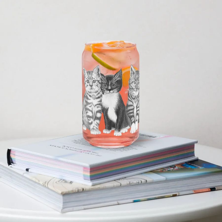 Kittens Drawing Glass Can Cup product image (34)