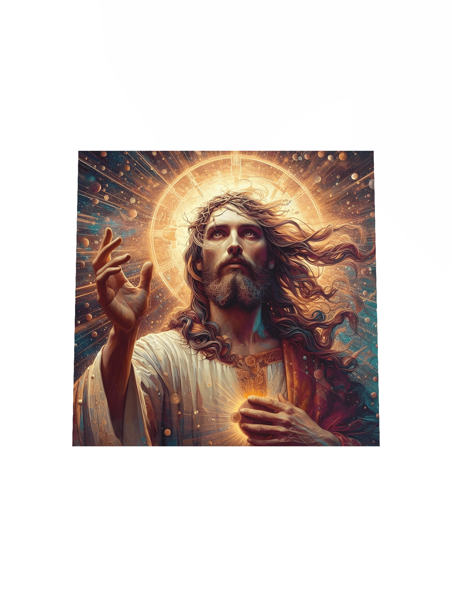 Jesus Christ Cosmic Radiance Wall Art | Epic Christ Art Canvas Print for Home & Sacred Spaces product image (16)