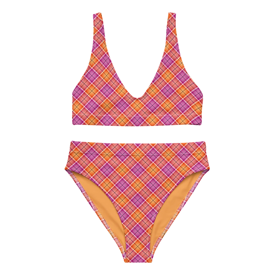 Bright Orange and Pink Plaid Bikini product image (2)