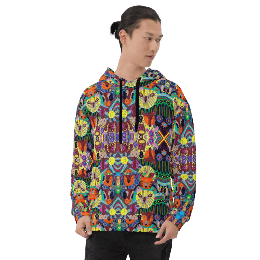 Abstract Doodle Animals Unisex Pull Over Hoodie product image (8)