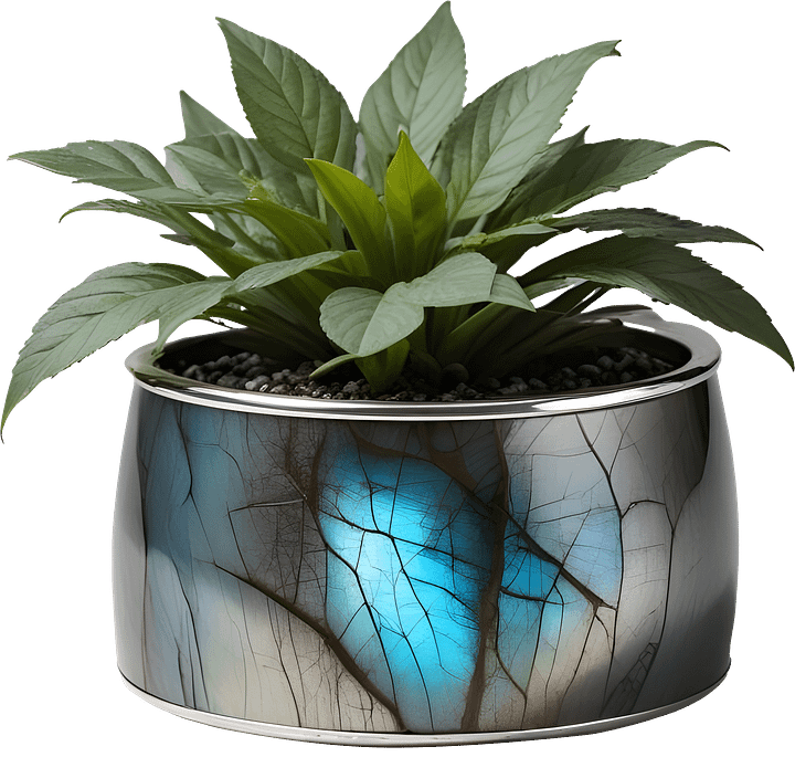 Stellar Luxe – Labradorite & Silver Serenity Vase PNG product image (1)