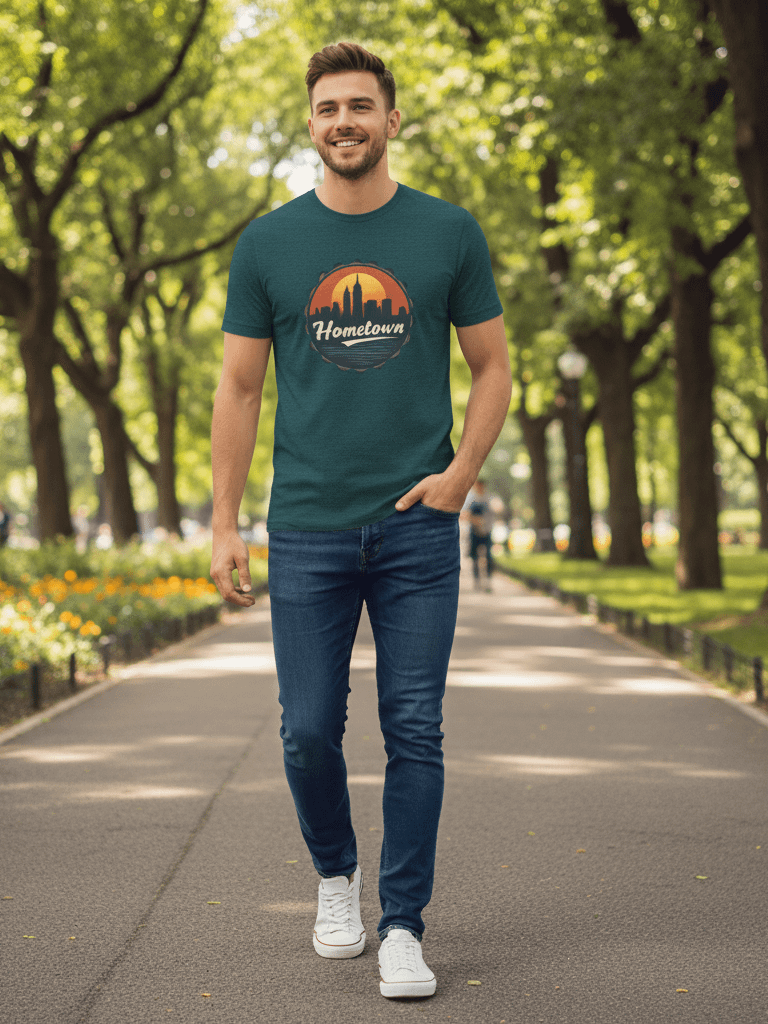 Hometown Vintage City Skyline T-Shirt - Retro Urban Cityscape Tee - Bella Canvas 3001 Unisex Shirt product image (1)