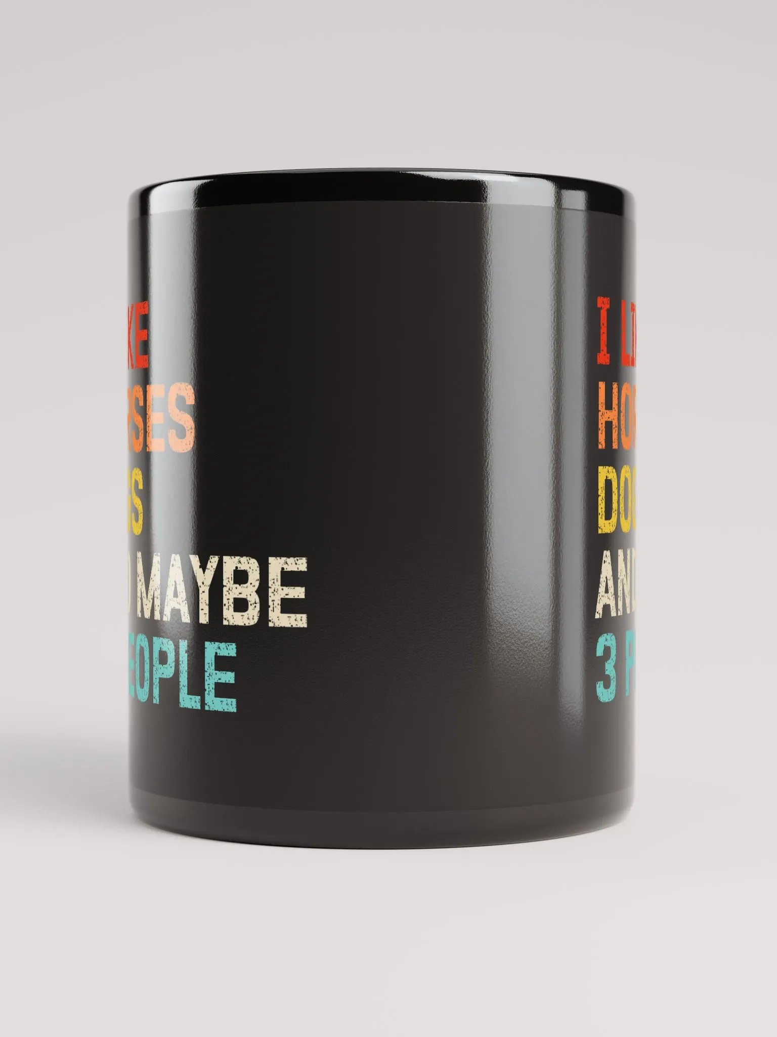 "Horses, Dogs and 3 people" black glossy mug product image (5)