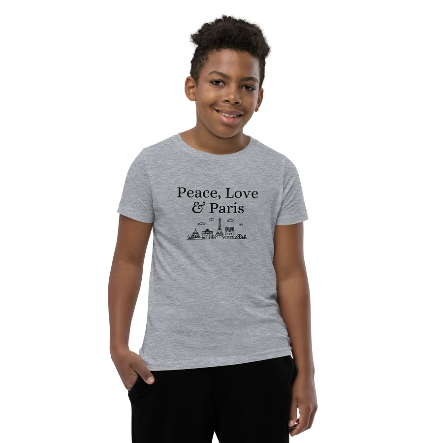 Peace, Love and Paris with Monuments Youth T-Shirt | Black Ink product image (80)