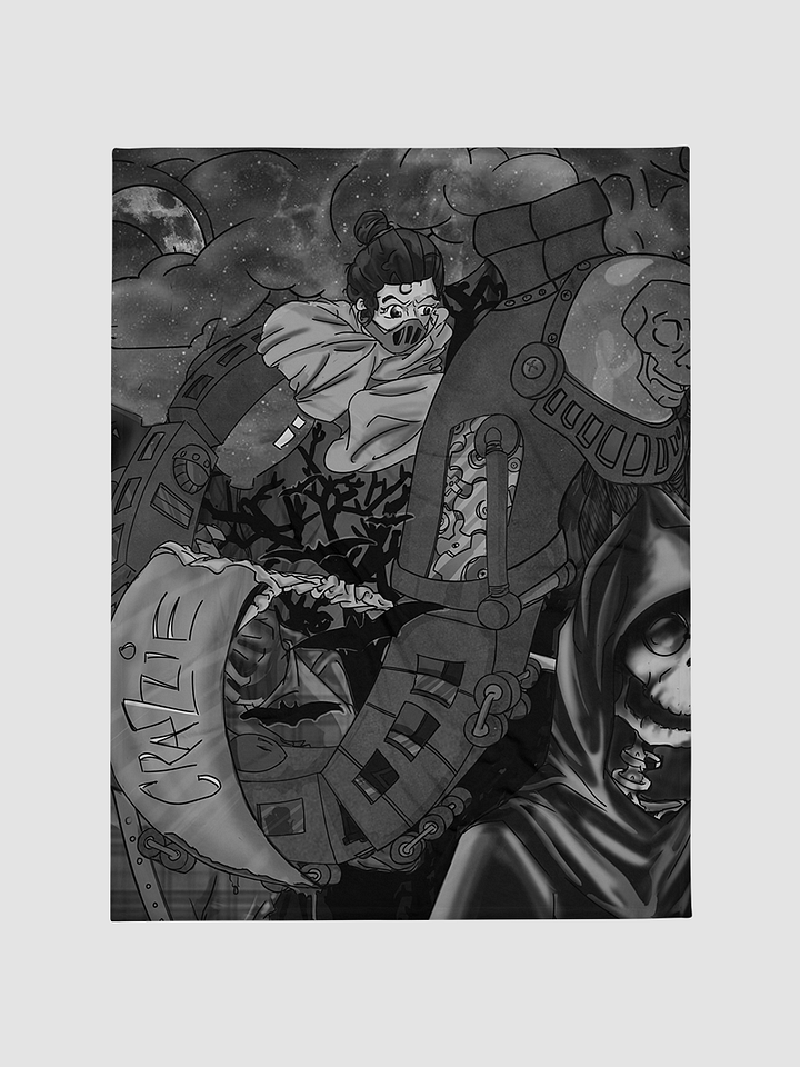 Crazzie Train Fleece Throw Blanket (B&W) product image (1)