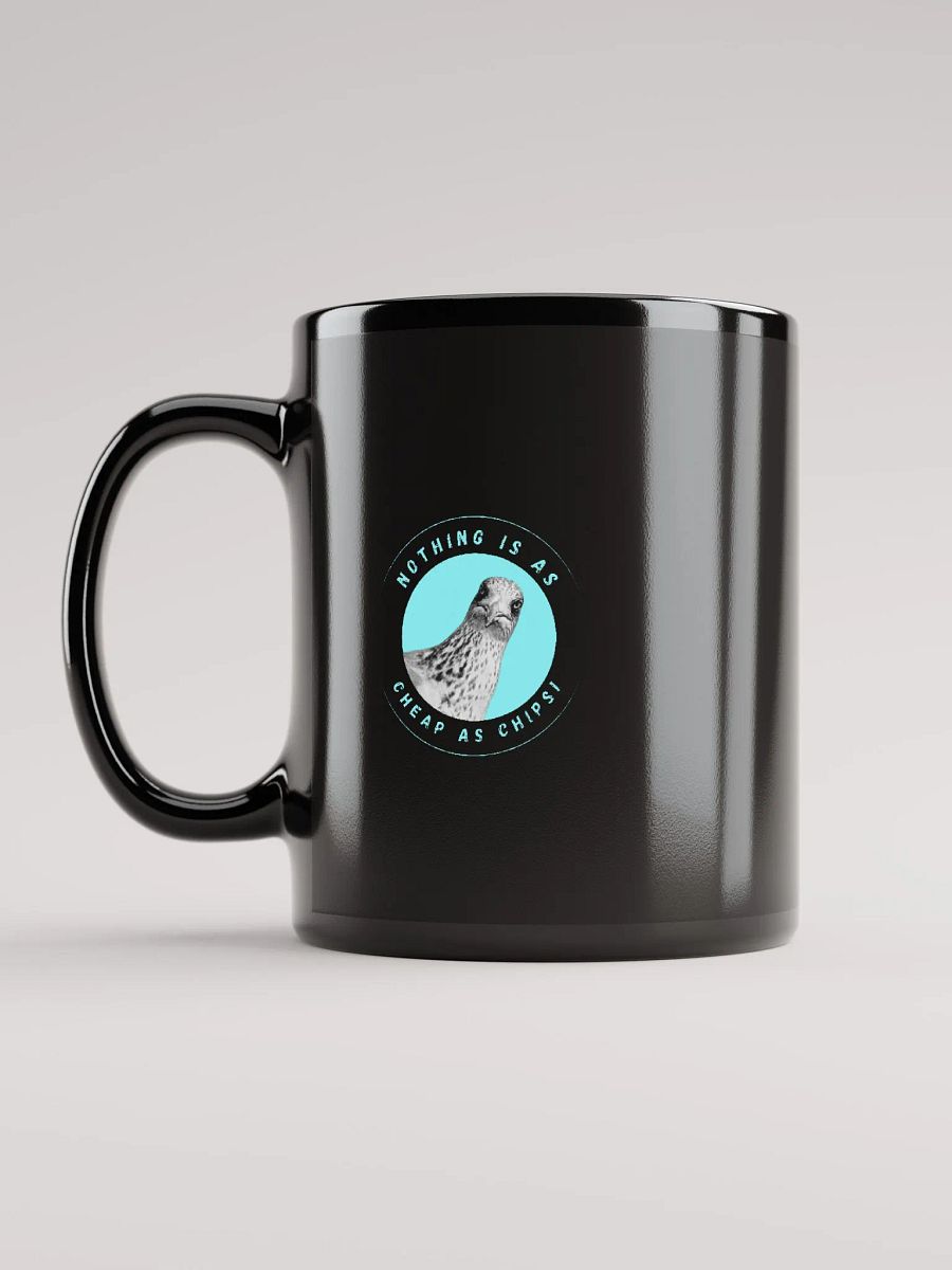 Gavin the Gull - Nothing is as Cheap as Chips Sky Blue Black Glossy Mug product image (11)