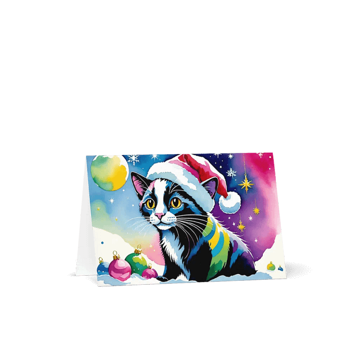 Watercolor Christmas Kitty, Winter Holiday Card product image (1)