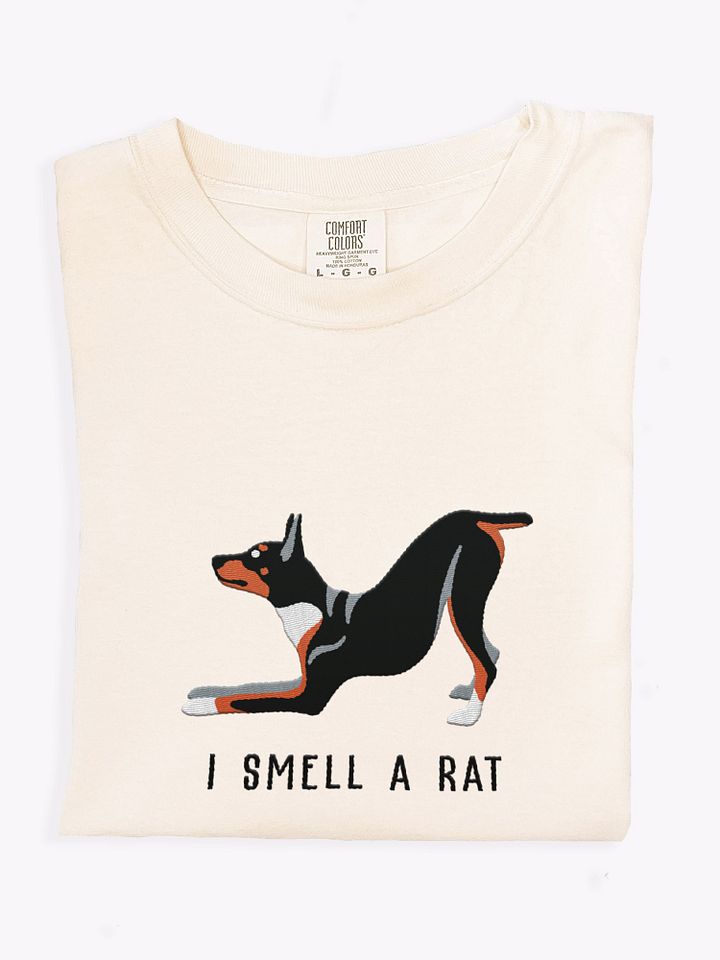 I Smell a Rat T-Shirt(Embroidered) of a Rat Terrier(Tricolor) product image (1)