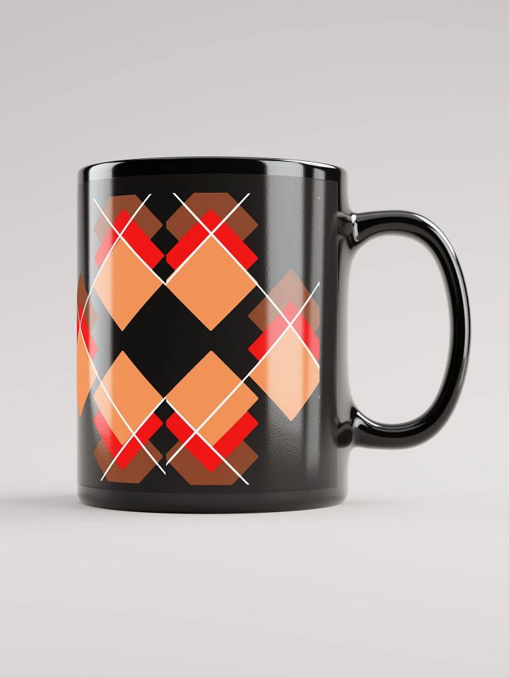 Brown, Red And Orange Overlapping Diamonds Black Mug product image (3)