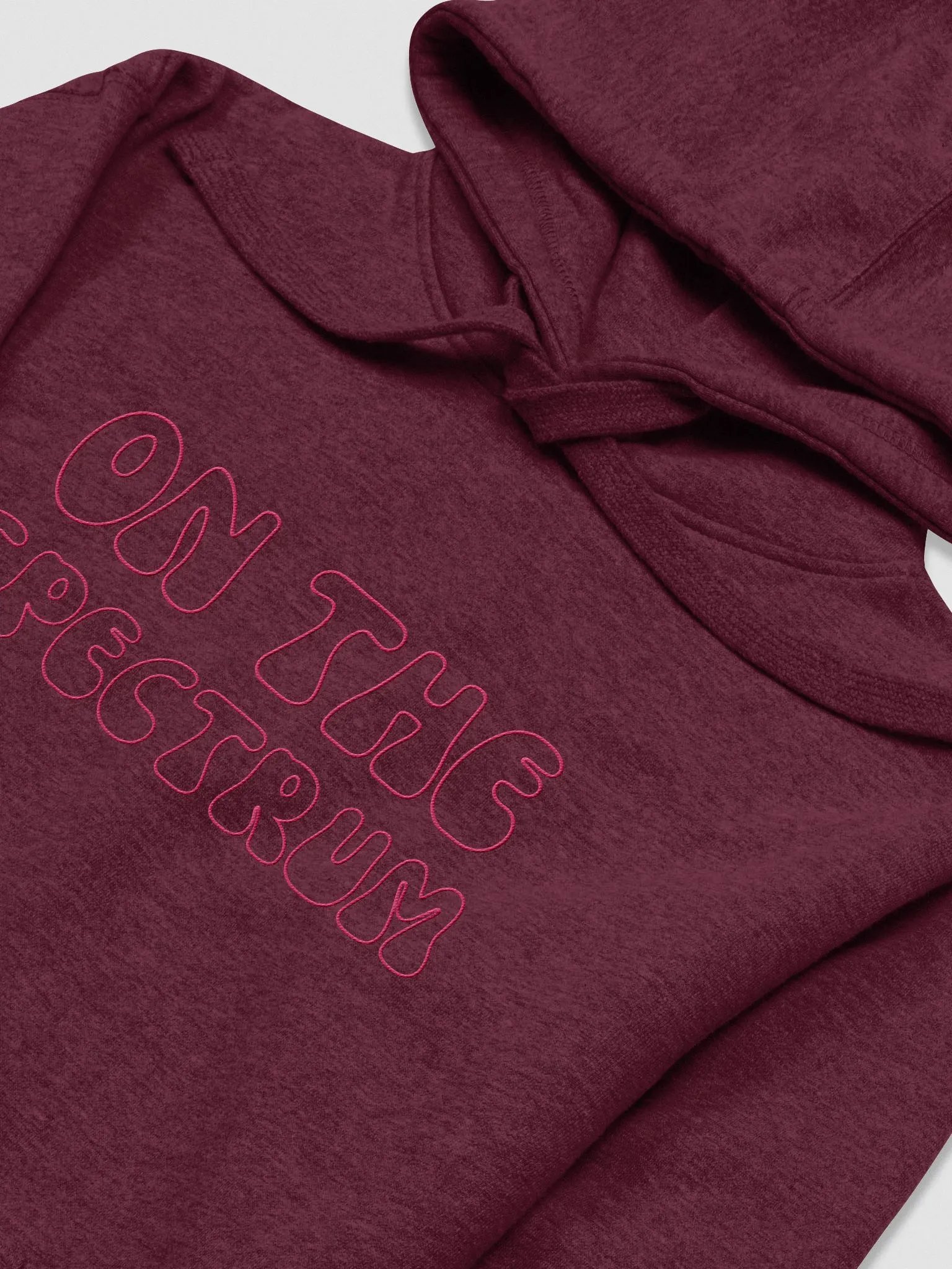 ON THE SPECTRUM OUTLINE (lg. design, pink thread) embroidered heavyweight hoodie product image (11)