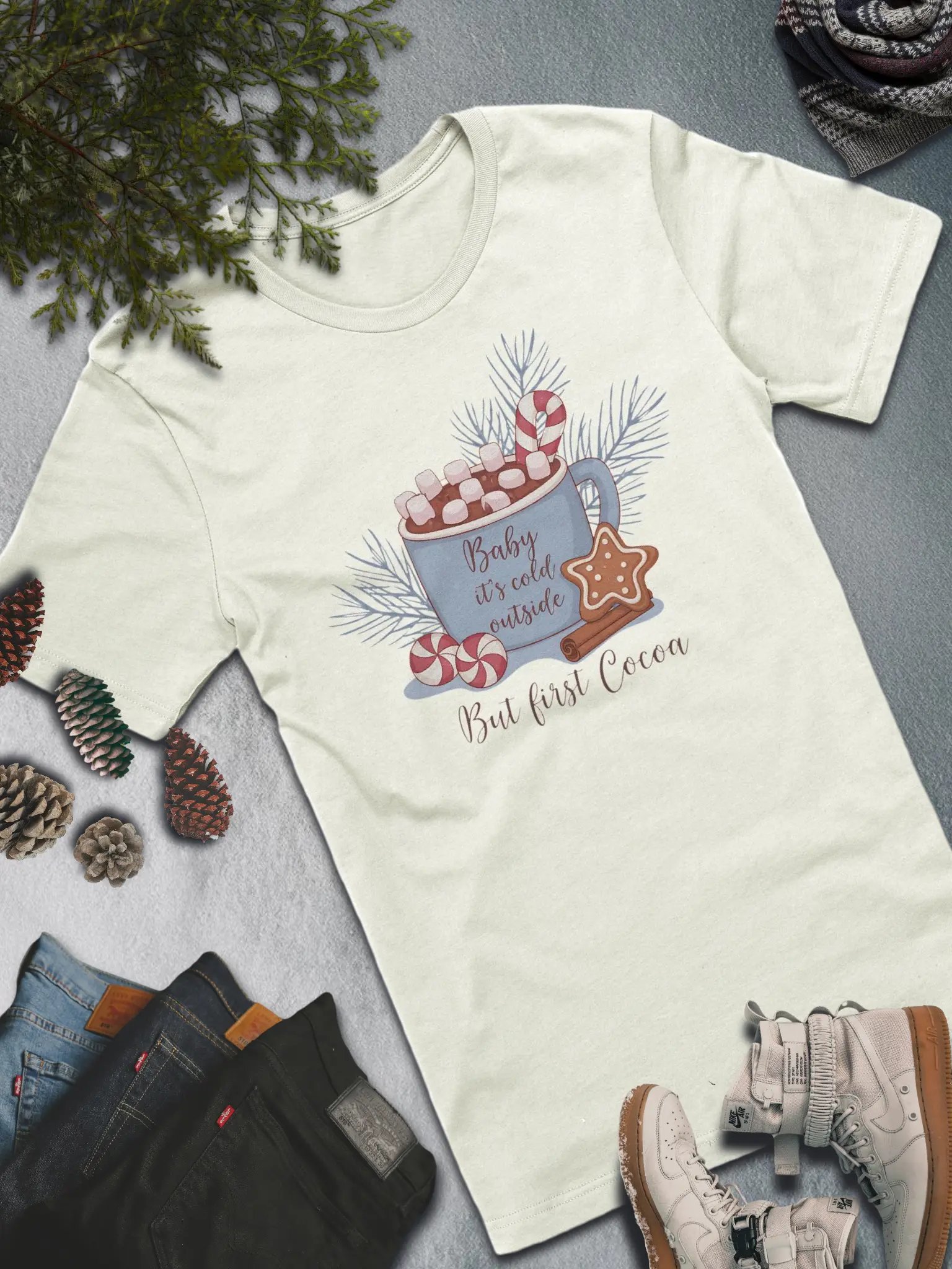 Baby It's Cold Outside Cocoa T-Shirt – Cozy Winter Vibes product image (1)