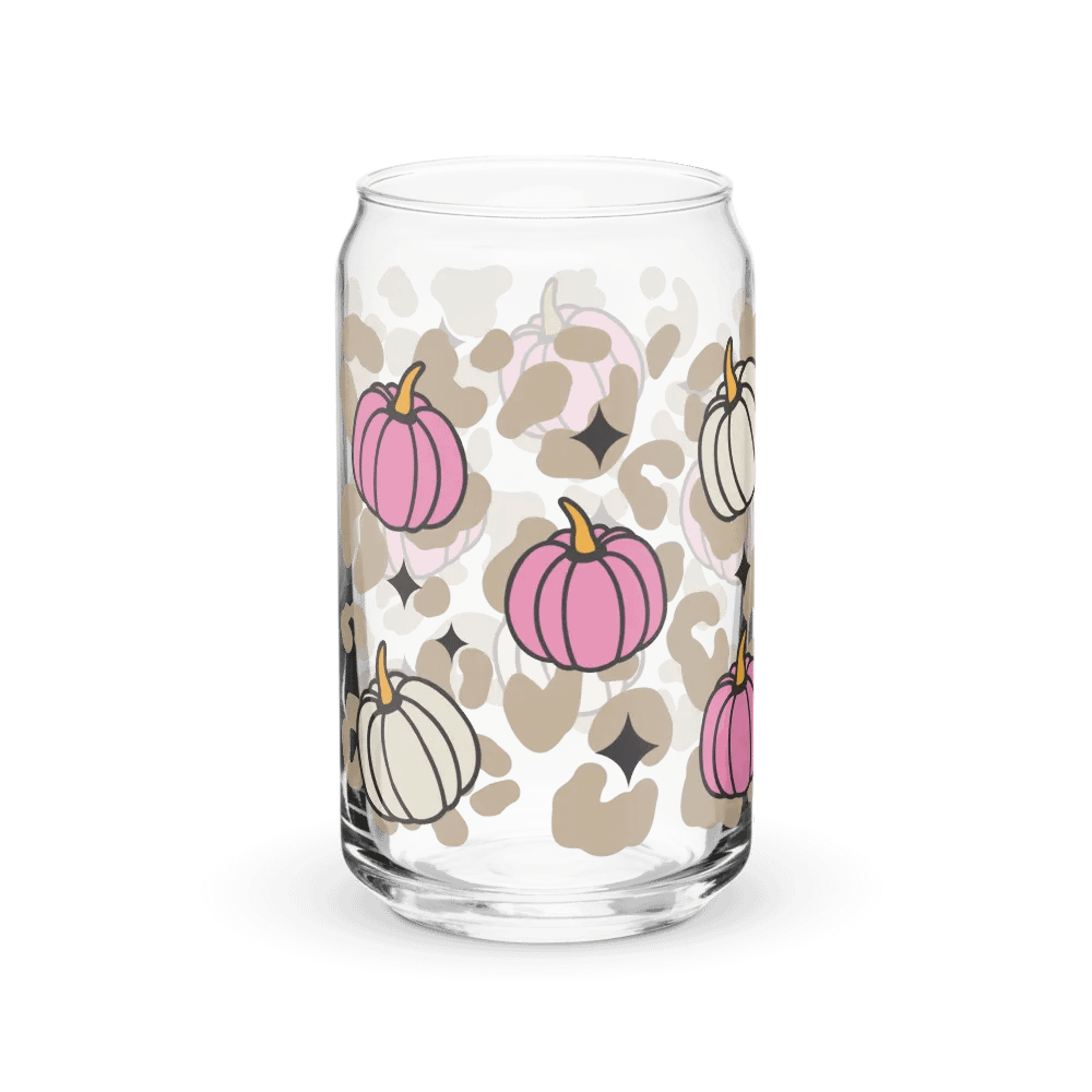 Pink Starry Pumpkin Can Glass, Wood Cover and Metal Straw product image (10)