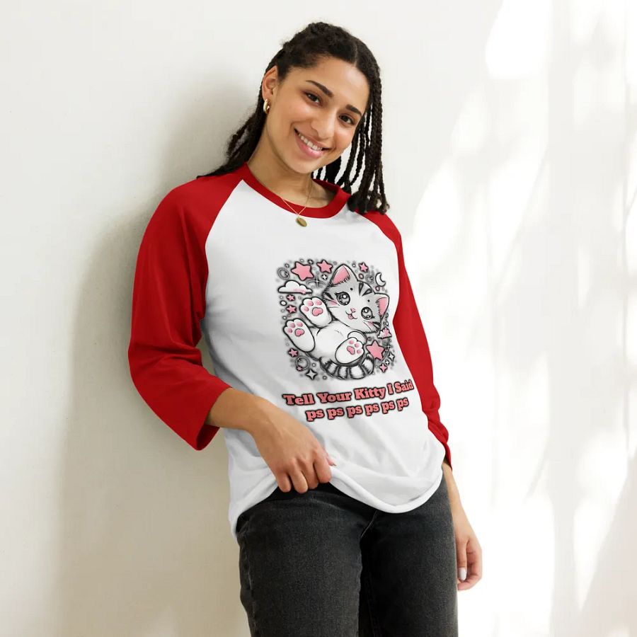 pspsps Kitty Baseball Style Tee - Light Torso Colors product image (87)
