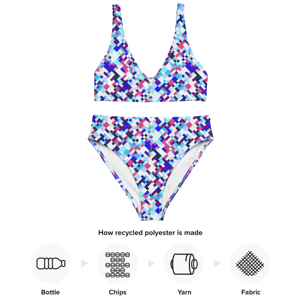 Colorful Mosaic Pattern Design High Waisted Bikini - v1 product image (4)