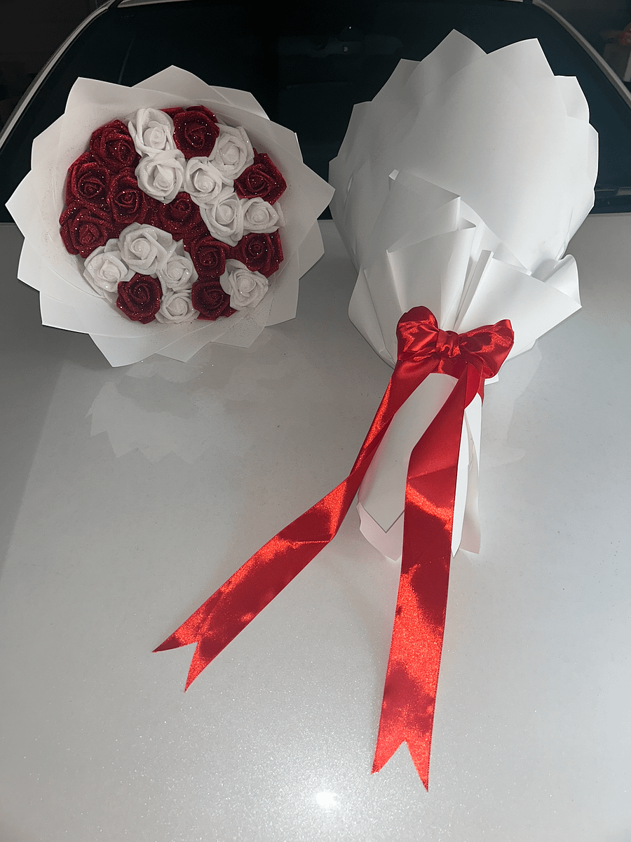 White & Red Glitter Bouquet product image (3)