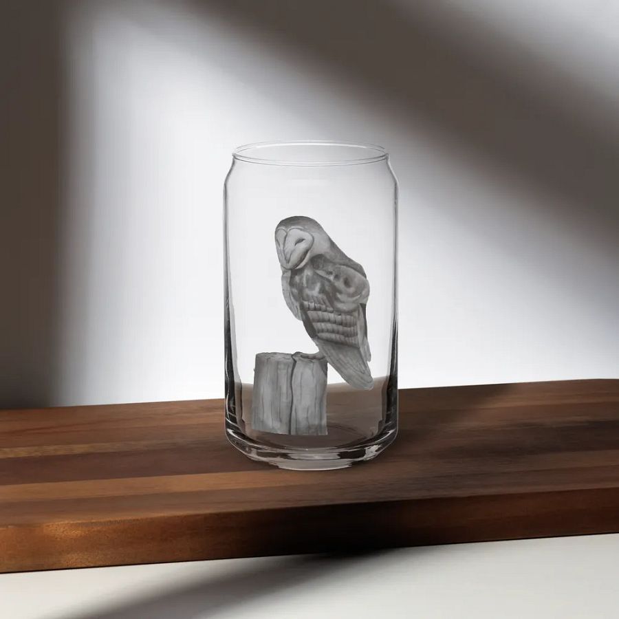Barn Owl Drawing Glass Can Cup product image (35)