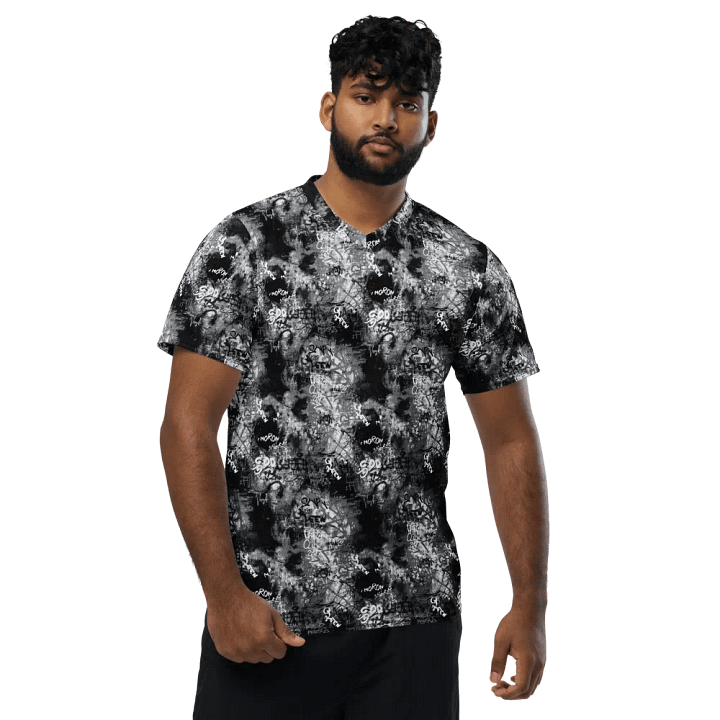 Black and White Graffiti | Recycled Unisex Sports Jersey product image (1)