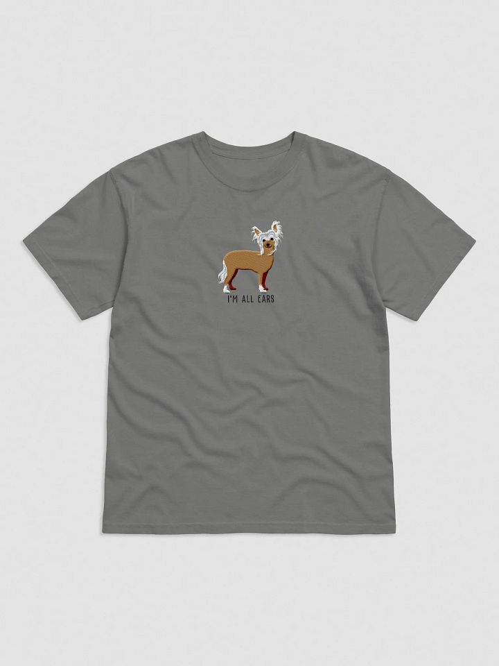 I'm All Ears T-Shirt(Embroidered) of a Chinese Crested Dog(Tan) product image (1)