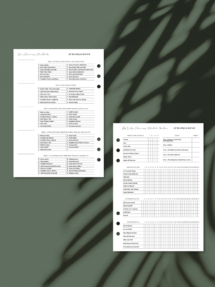 Monthly, Weekly & Daily Zone Cleaning Tracker | A5 Minimal Insert | FlyLady-Inspired product image (1)