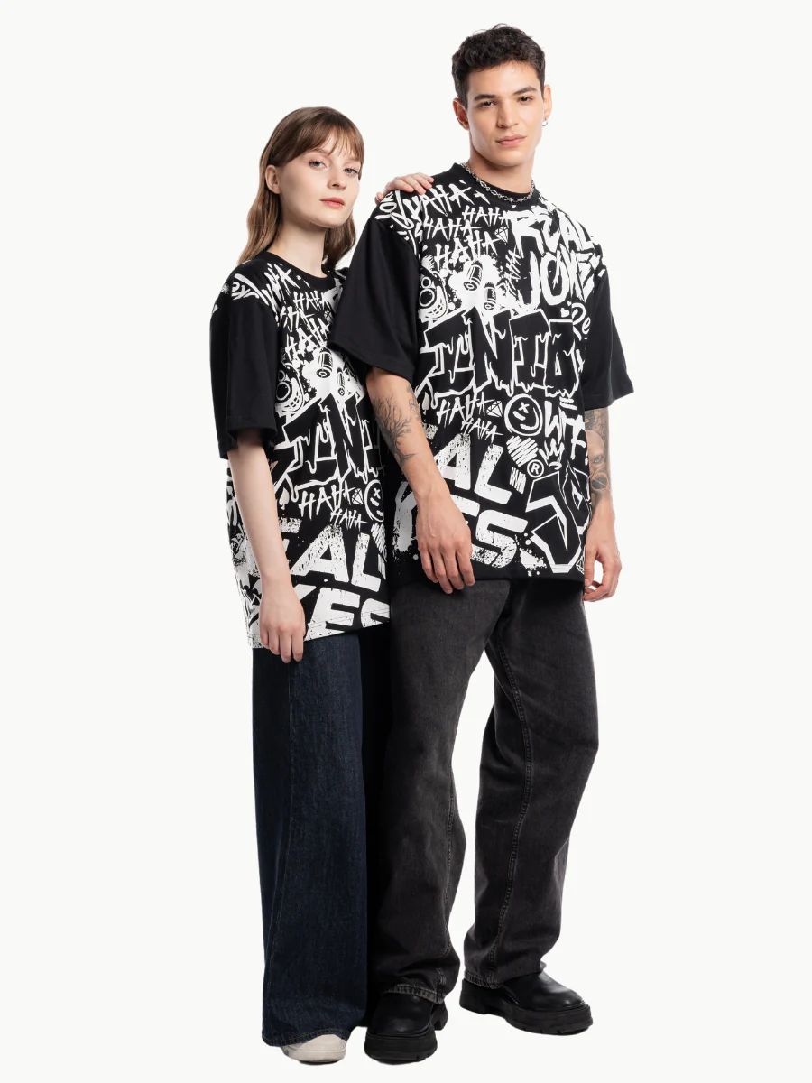 REAL JOKES SCATTERED - BLACK Oversized Unisex Tshirt product image (4)