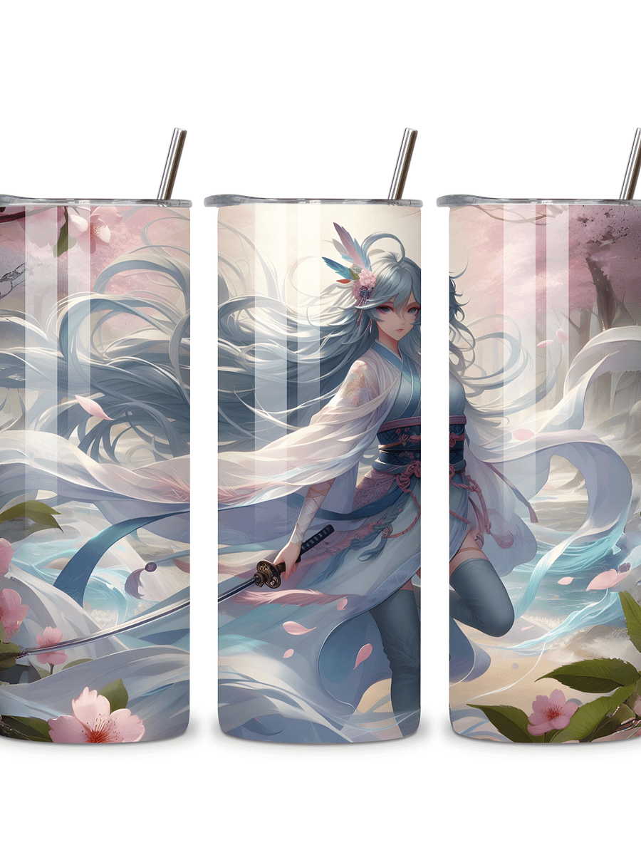 Elemental Anime Girl 20oz Skinny Tumblers with Metal Straws – Fire, Water, Earth, and Wind Designs – Double-Walled Insulated Stainless Steel Tumbler, Gift for Anime Fans and Nature Lovers (Wind) product image (4)