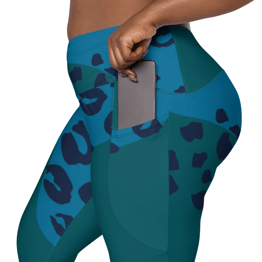Flowing Teal Camo Leggings with Pockets product image (8)