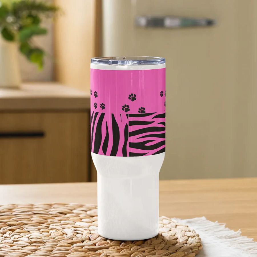 Zebra Stripes & Paw Prints Travel Mug product image (9)