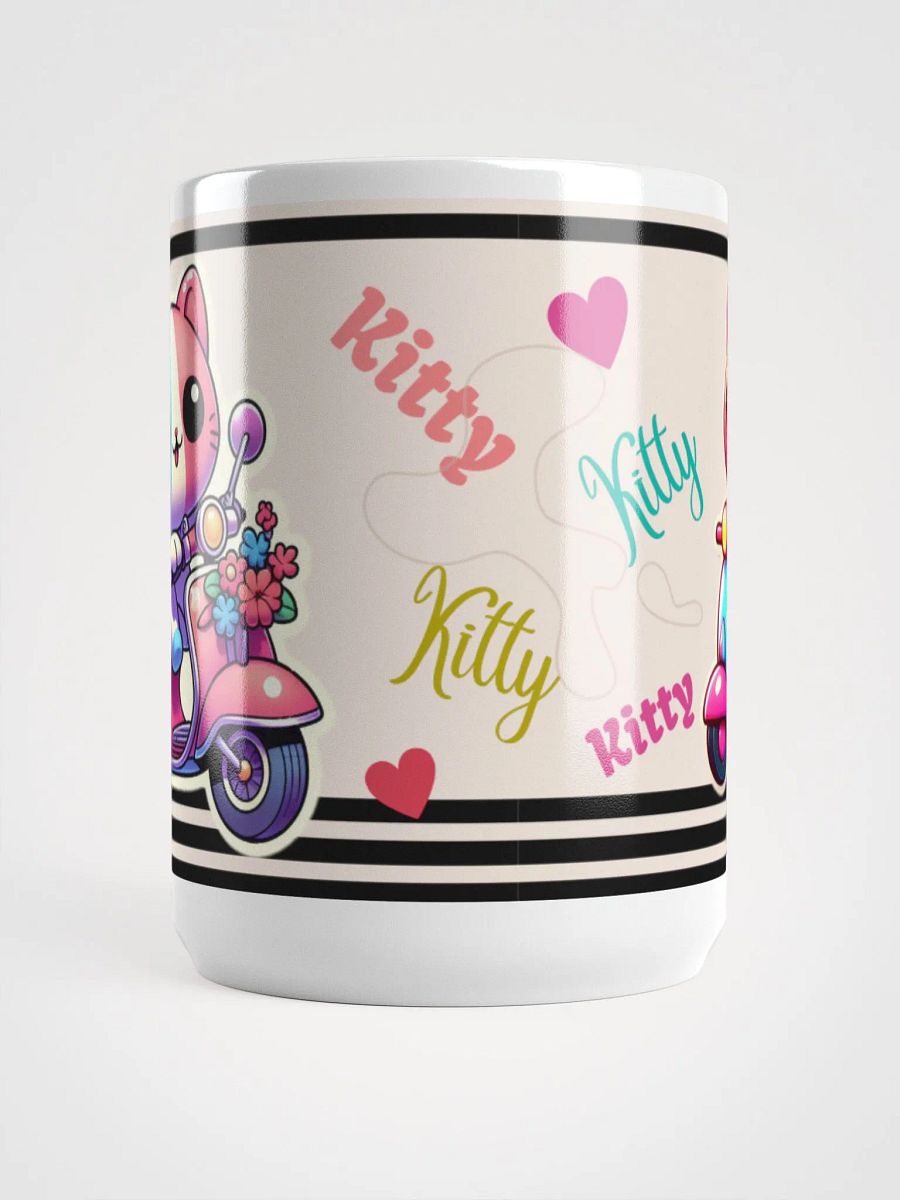 Happy kitty is Cycling!-White Glossy Mug product image (5)