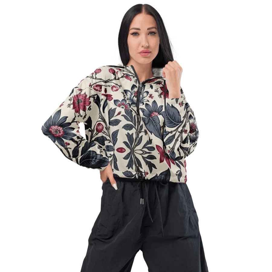 All-Over Print Women's Cropped Windbreaker Floral Chintz Women's Cropped Windbreaker product image (2)