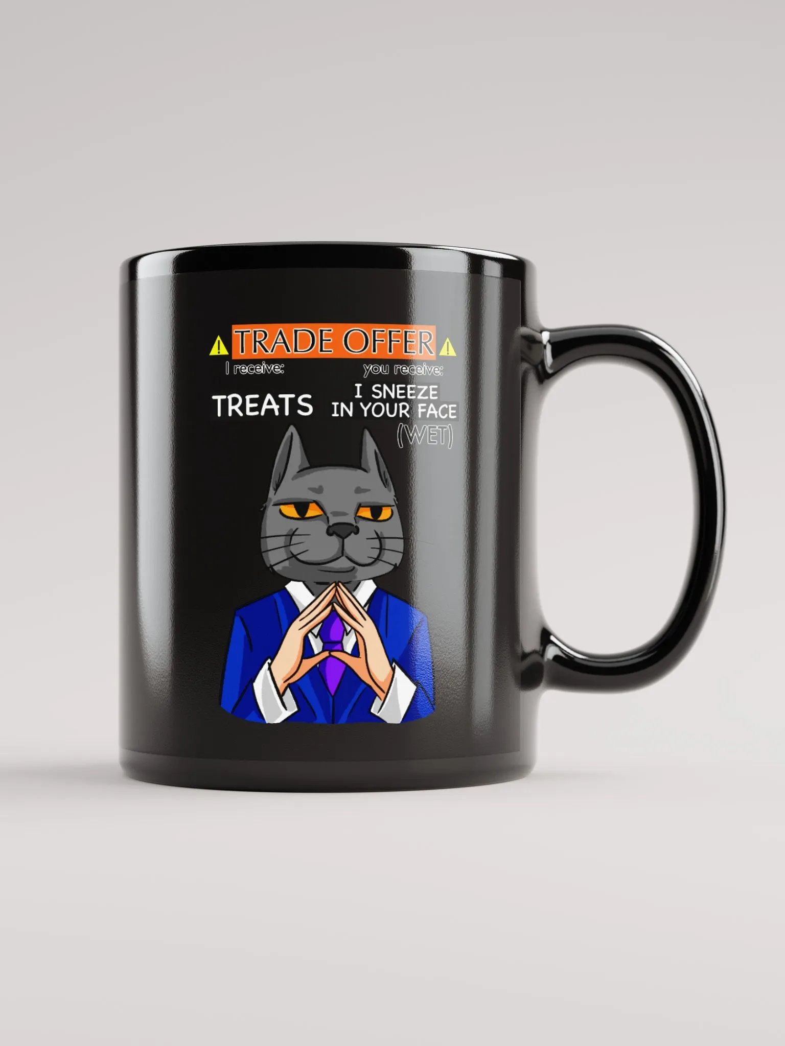Trade Offer Human-Cat Meme Mug Black product image (1)